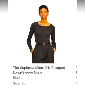 Everlane - Supima Micro-Rib Cropped Long-Sleeve Crew